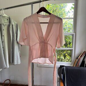 ASTR THE LABEL SHEER WRAP TOP